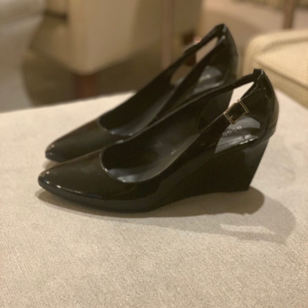 Black BCBGeneration patent leather wedge NWOT